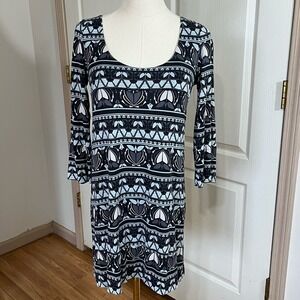 Diane von Furstenberg Geometric Floral Silk Dress 3/4 Sleeve A-Line Mini‎ 6